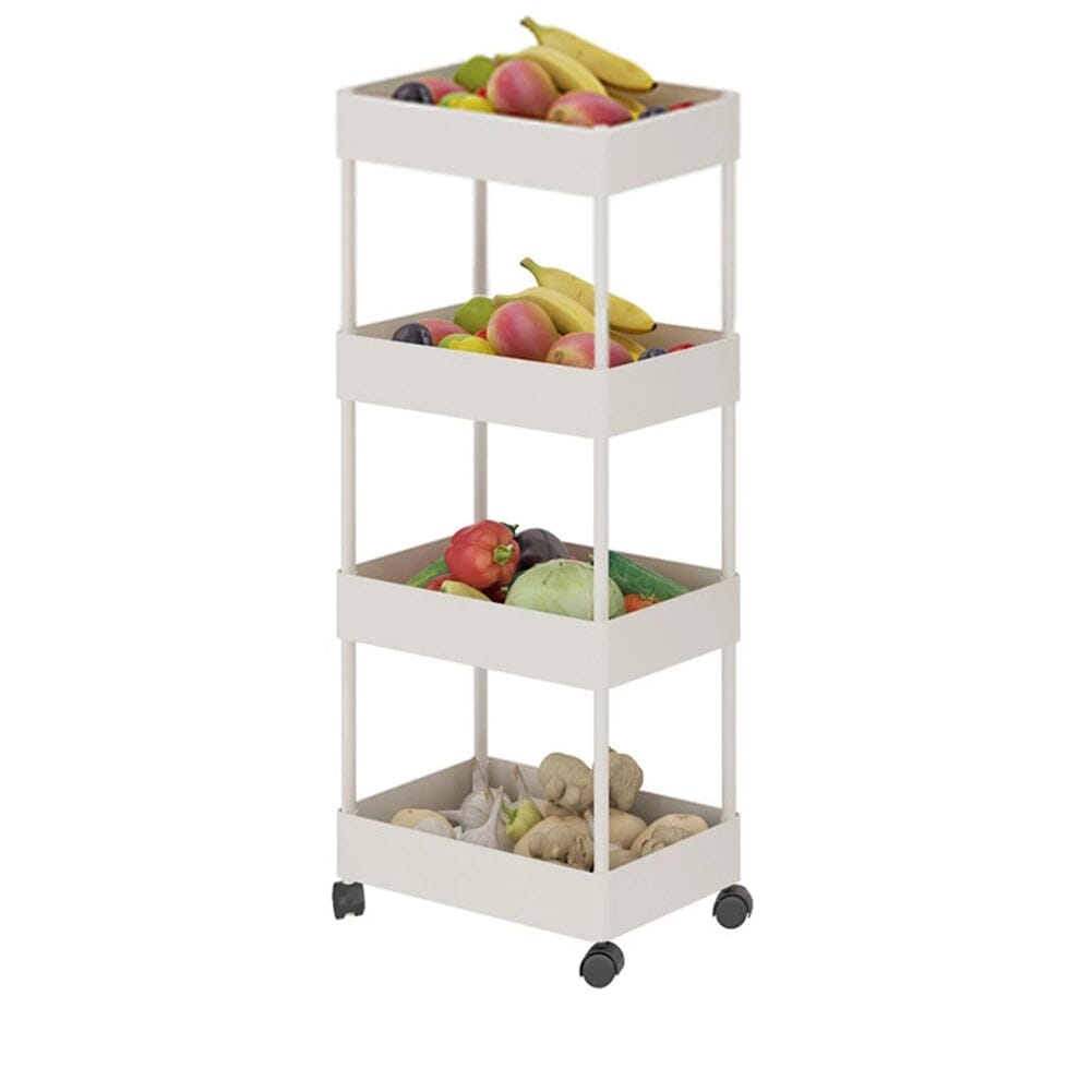 White 4-Tier Slim Rolling Storage Cart with Wheels Living and Home 