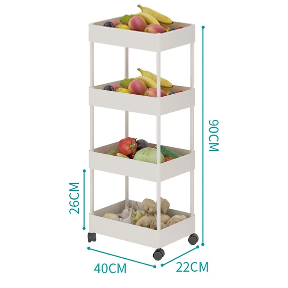 White 4-Tier Slim Rolling Storage Cart with Wheels Living and Home 