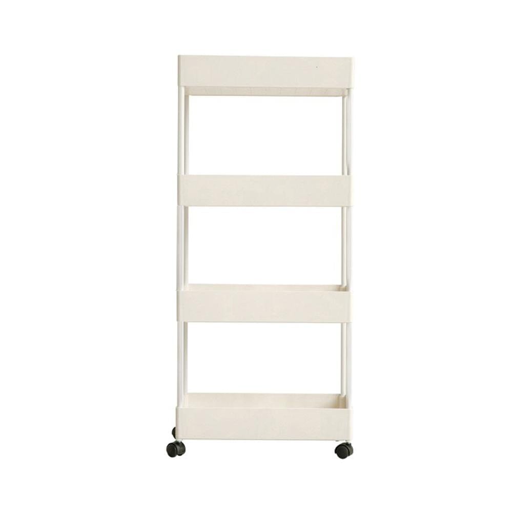 White 4-Tier Slim Rolling Storage Cart with Wheels Living and Home 