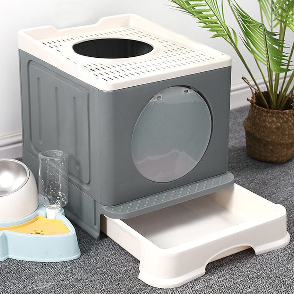 Full Enclosed Foldable Cat Litter Box Living and Home 
