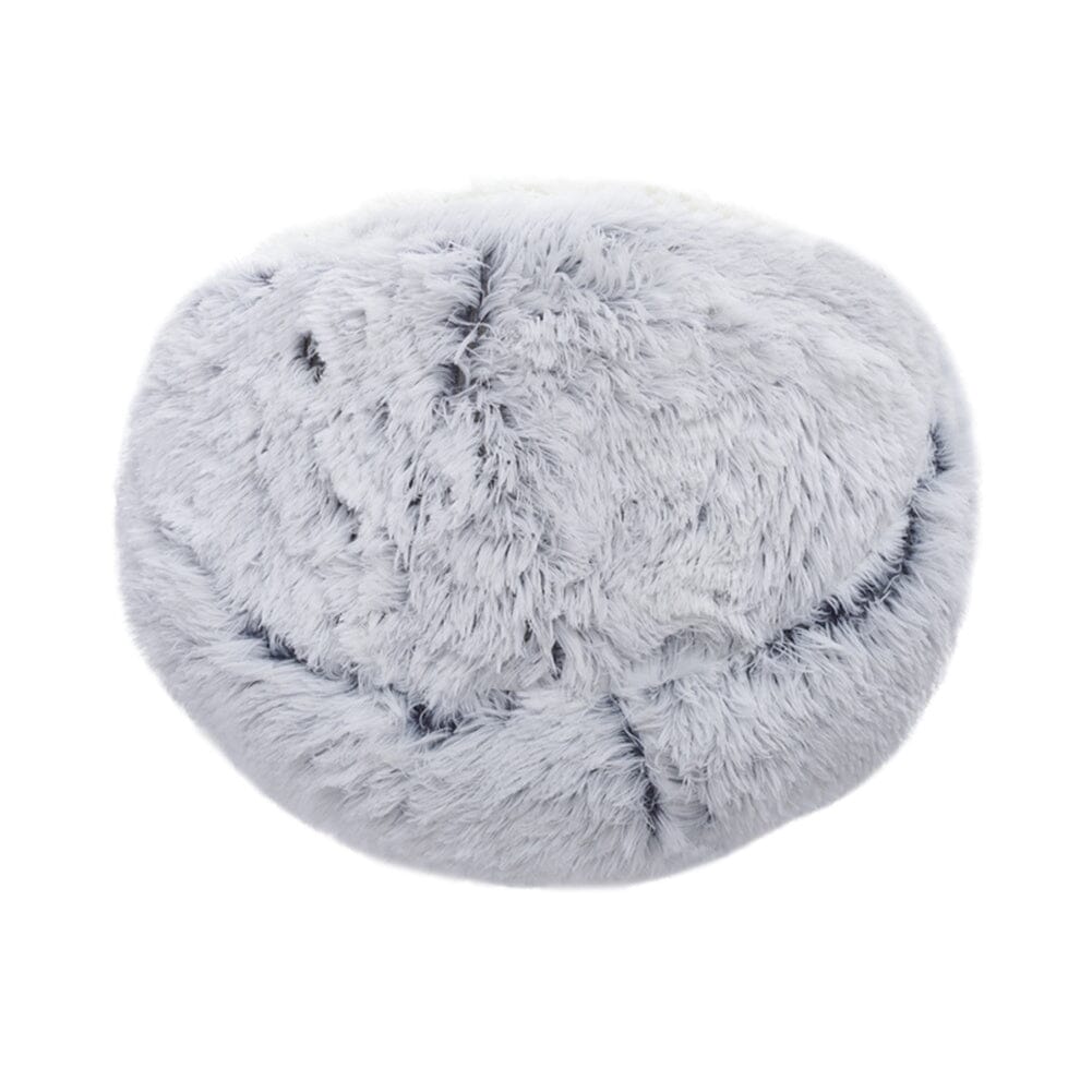 50cm Plush Winter Cat Bed in Gray - Cozy Semi-Enclosed Design Living and Home 