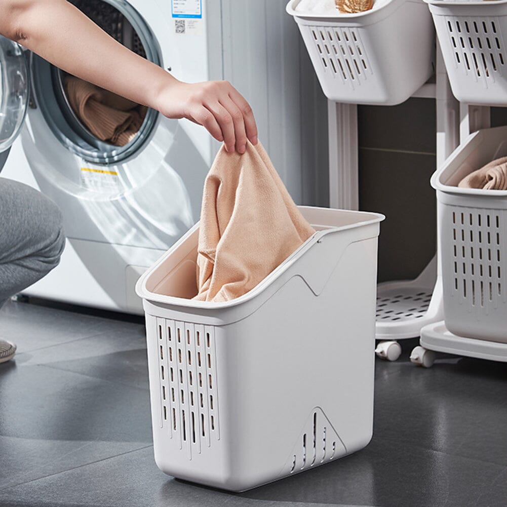 Ivory White 3-Tier Slim Rolling Laundry Hamper And Storage Cart Living and Home 