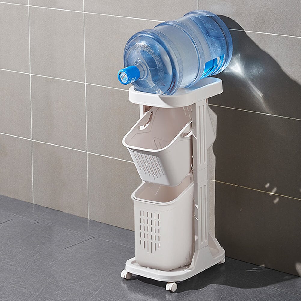 Ivory White 3-Tier Slim Rolling Laundry Hamper And Storage Cart Living and Home 