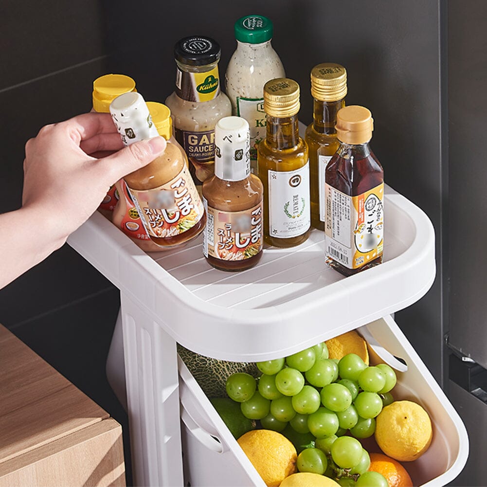 Ivory White 3-Tier Slim Rolling Laundry Hamper And Storage Cart Living and Home 