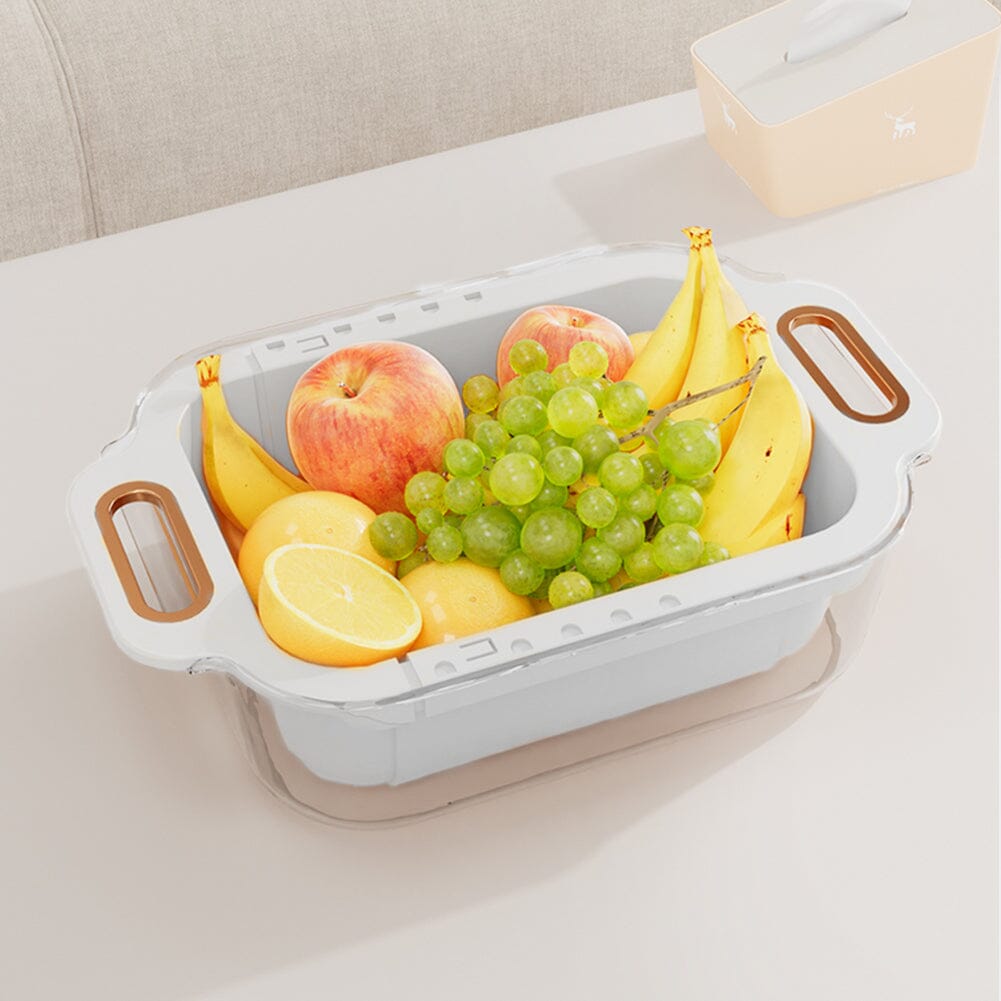 Arctic White Double-Layer Retractable Drain Basket PP PET Material Living and Home 