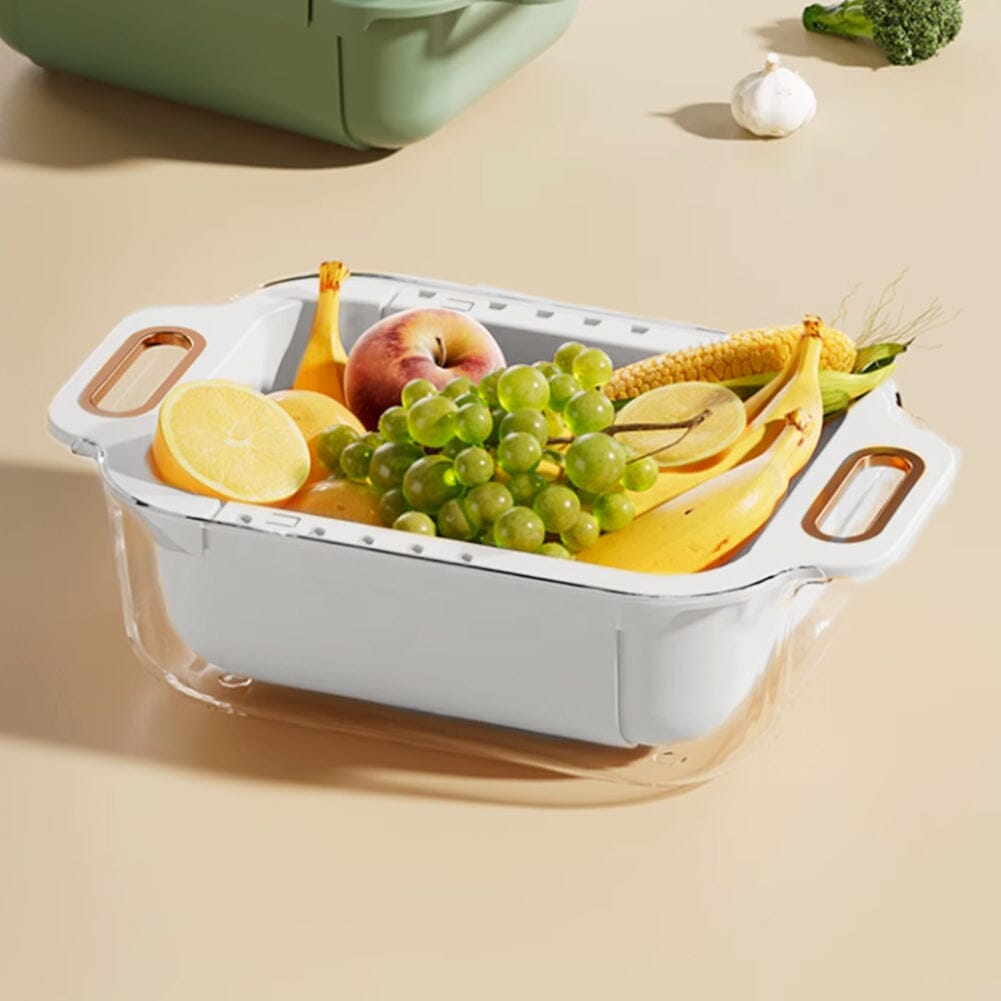 Arctic White Double-Layer Retractable Drain Basket PP PET Material Living and Home 