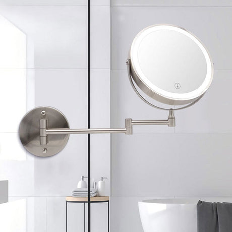 Retractable Mirror with Lamp is Perforation-Free Living and Home 