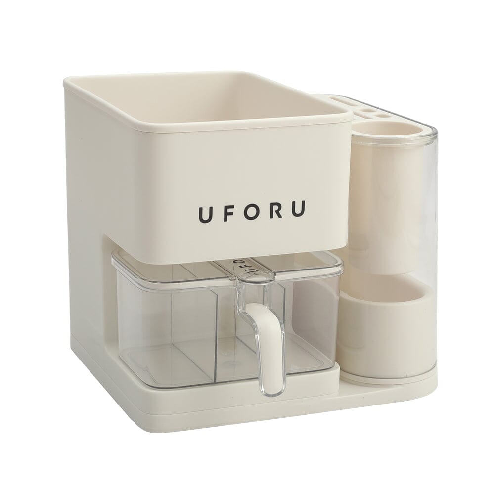 Cream White Kitchen Organizer Set Utensil Condiment Knife Storage Living and Home 