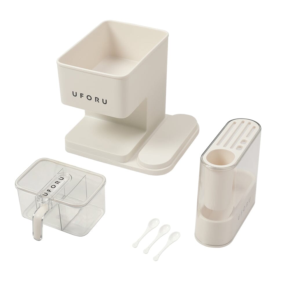 Cream White Kitchen Organizer Set Utensil Condiment Knife Storage Living and Home 