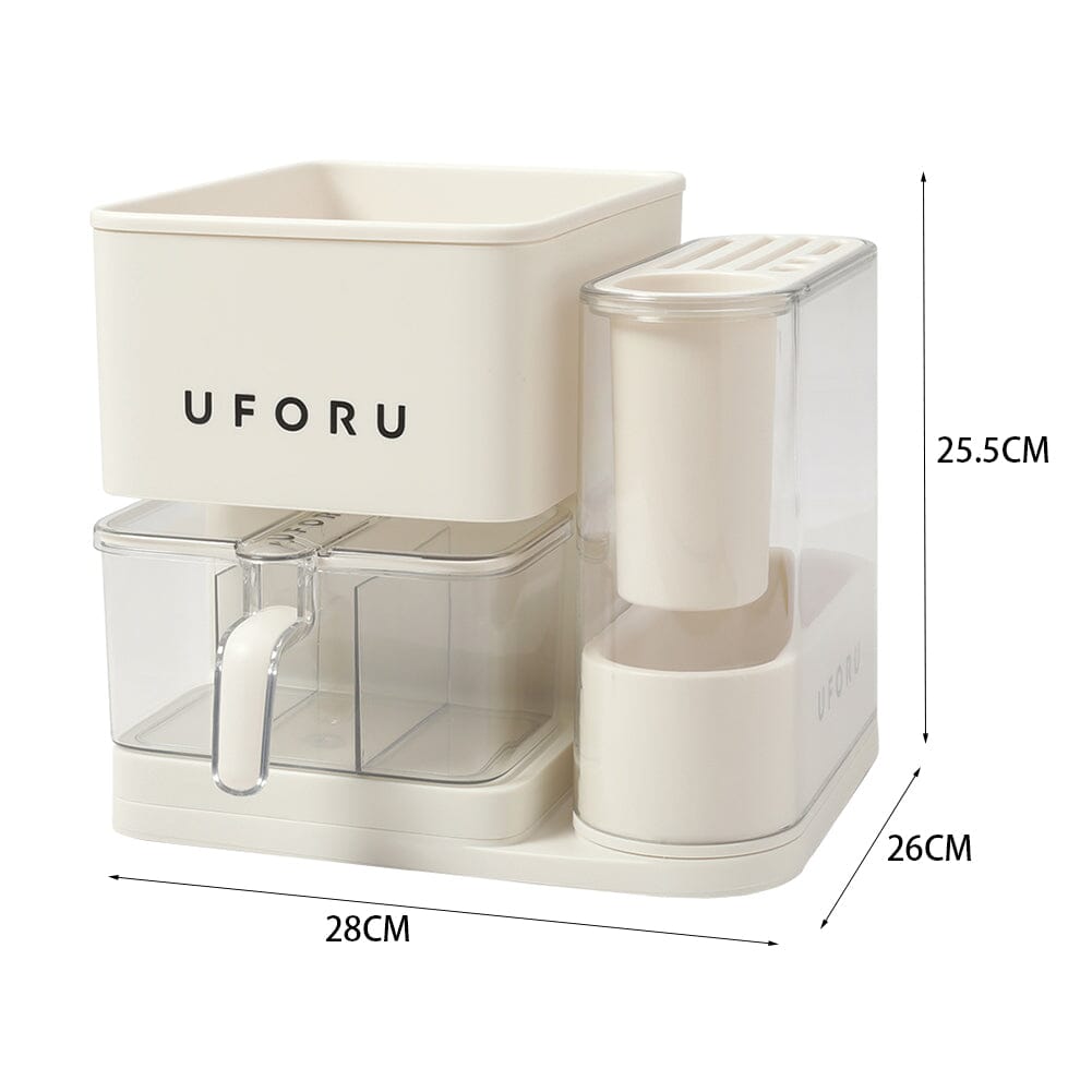 Cream White Kitchen Organizer Set Utensil Condiment Knife Storage Living and Home 