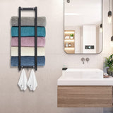 Modern Carbon Steel Wall Towel Rack with Hooks Shower Caddies Living and Home 