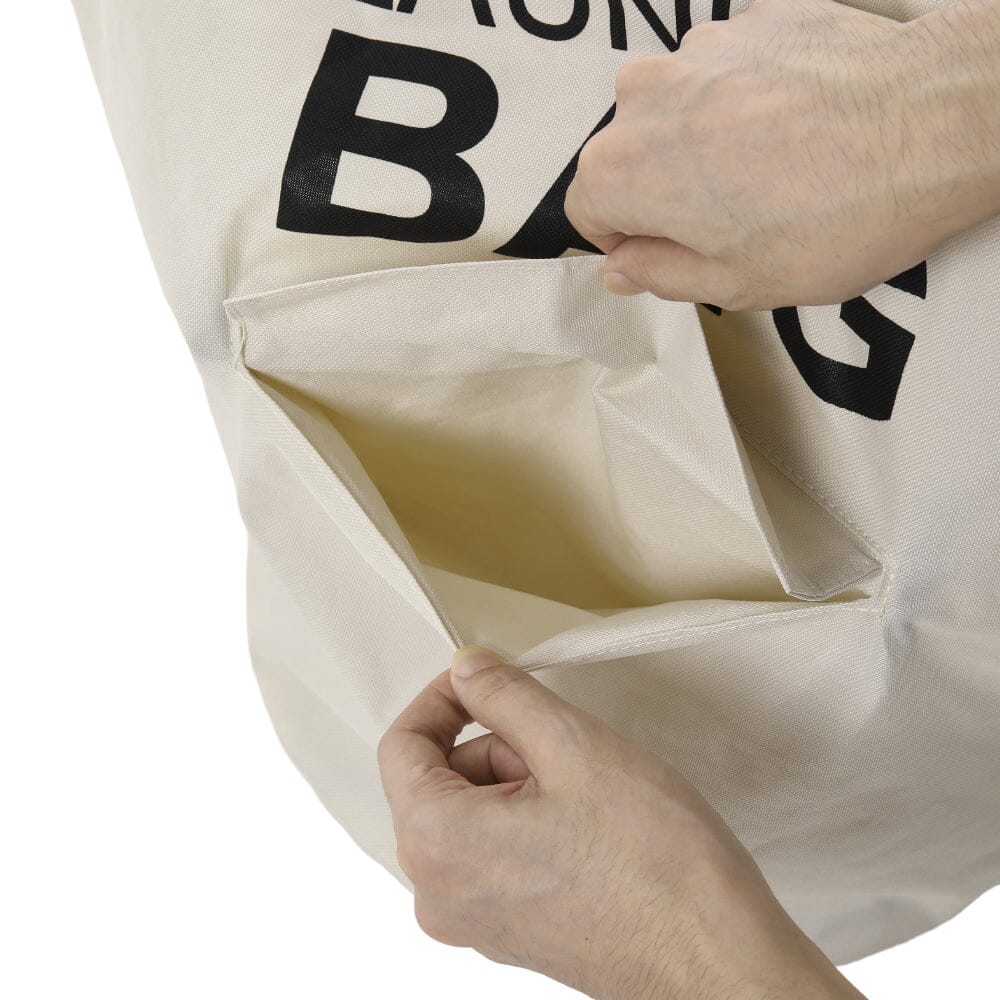 Off White Foldable Laundry Bag Oxford Cloth PE Coating Living and Home 