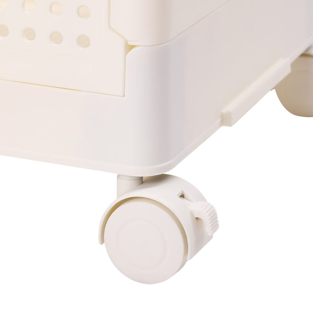 Cream White 2-Tier PP Rolling Storage Cart Living and Home 