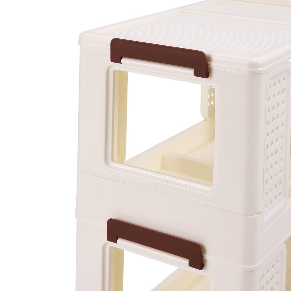 Cream White 2-Tier PP Rolling Storage Cart Living and Home 