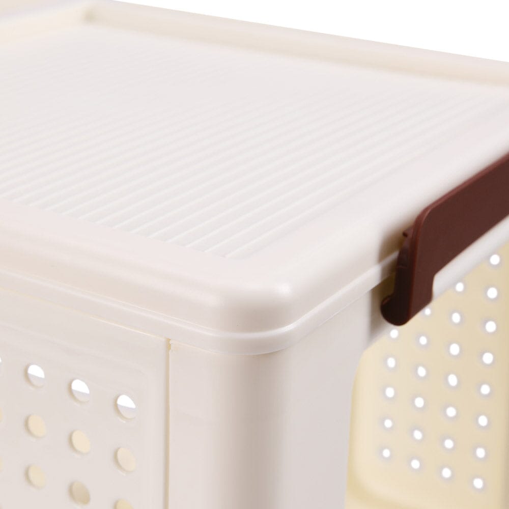 Cream White 2-Tier PP Rolling Storage Cart Living and Home 