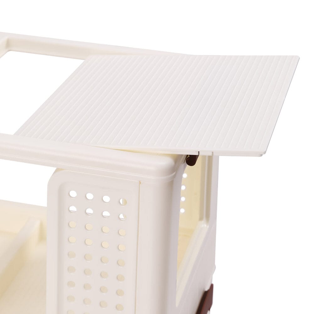 Cream White 2-Tier PP Rolling Storage Cart Living and Home 