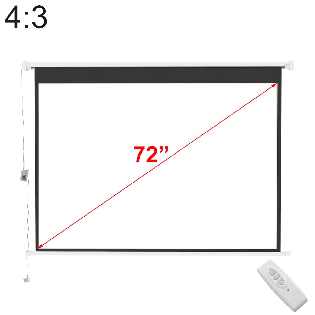 4:3 Wall Mount Electric Projector Screen for Home Theater Movie and Of ...