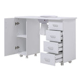 120cm Wide White Manicure Table with Dust Collector and Wrist Cushion Dressing Tables Living and Home 