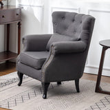 Linen Wingback Fireside Chair With Cushion Wingback Chairs Living and Home Grey 