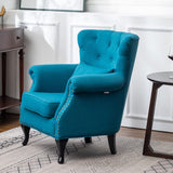 Linen Wingback Fireside Chair With Cushion Wingback Chairs Living and Home Teal 