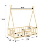Wood House Bed Frame Low Platform Kids Bed with Safety Fence Bed Frames Living and Home 
