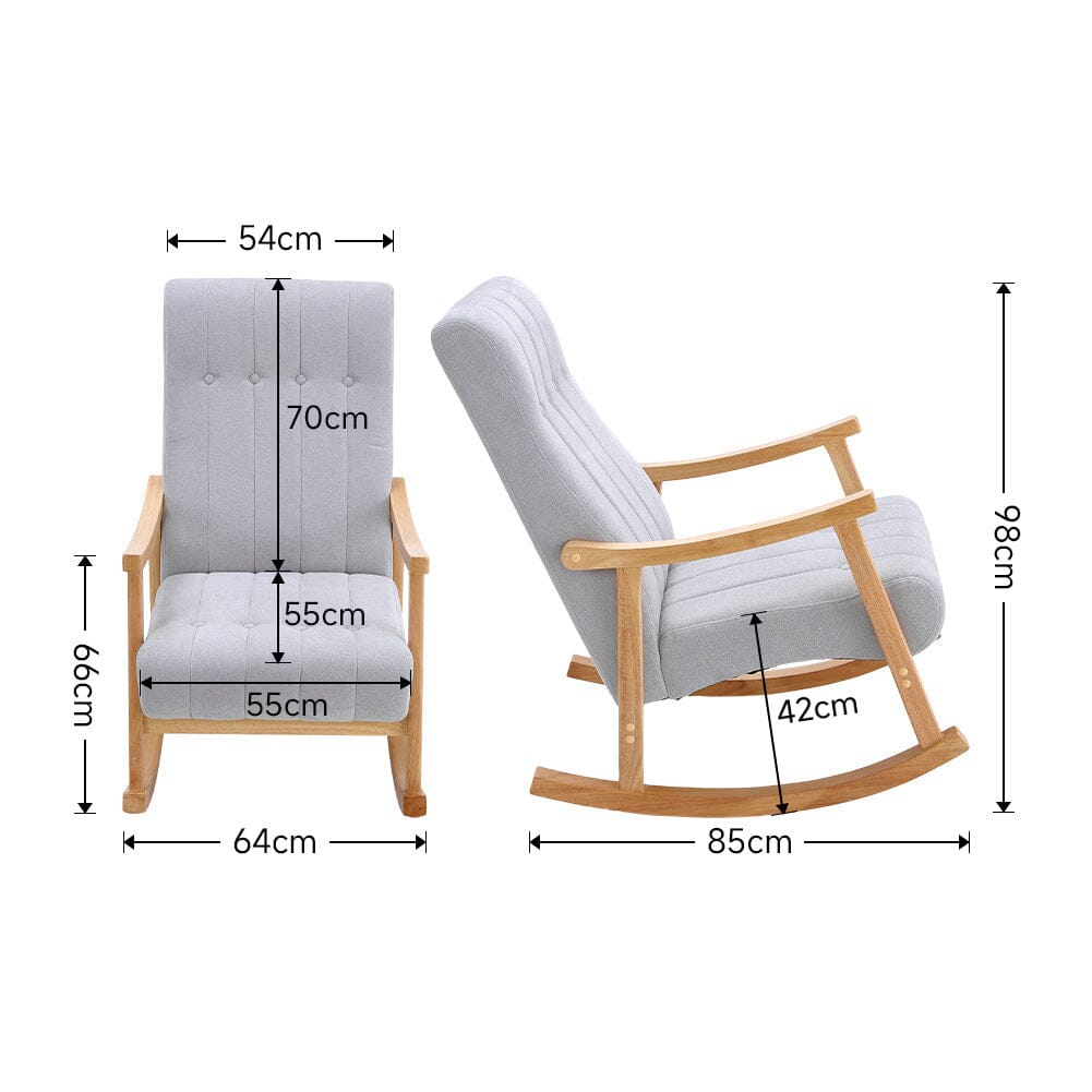 Solid Wood Rocking Chair with Velvet Upholstered Rocking Chairs Living and Home 