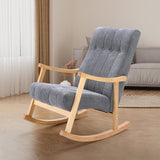 Solid Wood Rocking Chair with Velvet Upholstered Rocking Chairs Living and Home Drak Grey 