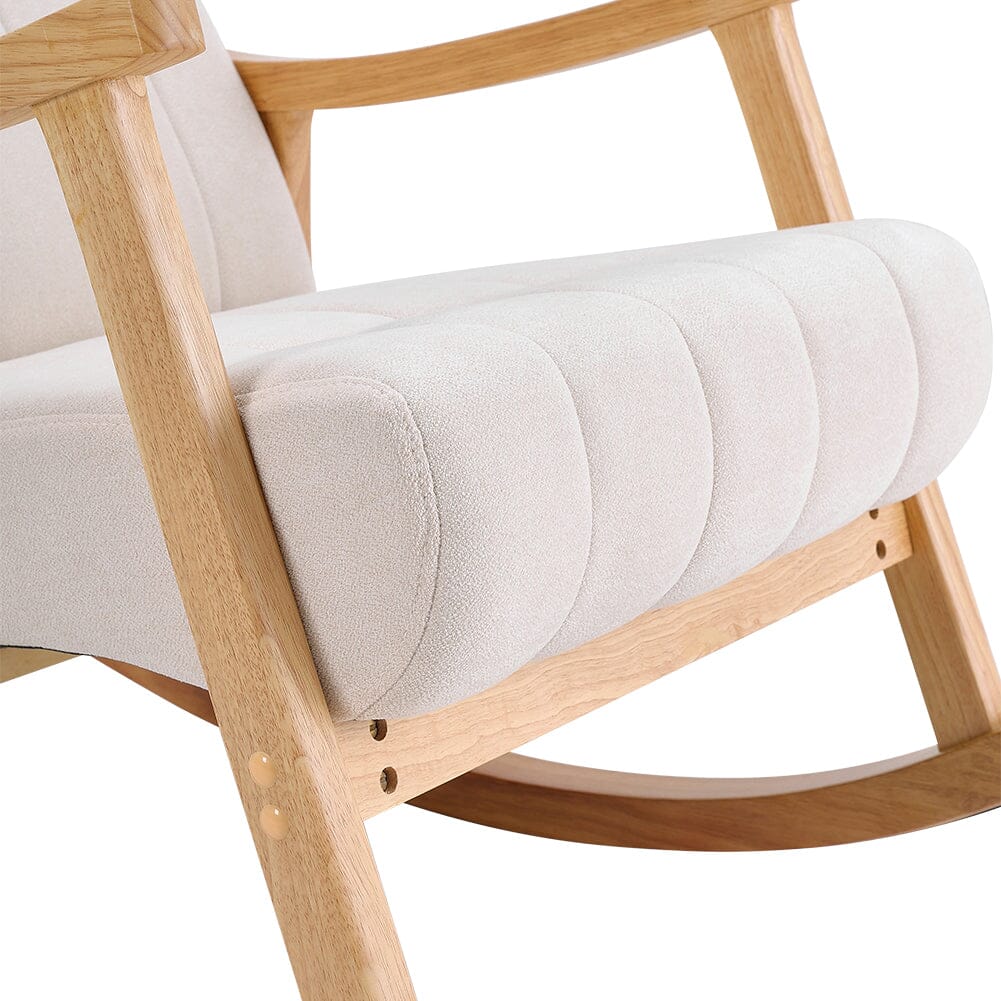 Solid Wood Rocking Chair with Velvet Upholstered Rocking Chairs Living and Home 