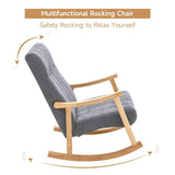 Solid Wood Rocking Chair with Velvet Upholstered Rocking Chairs Living and Home 