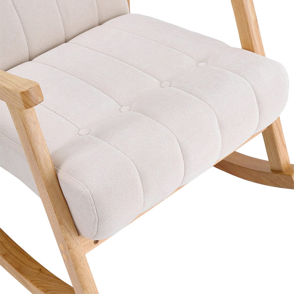 Solid Wood Rocking Chair with Velvet Upholstered Rocking Chairs Living and Home 