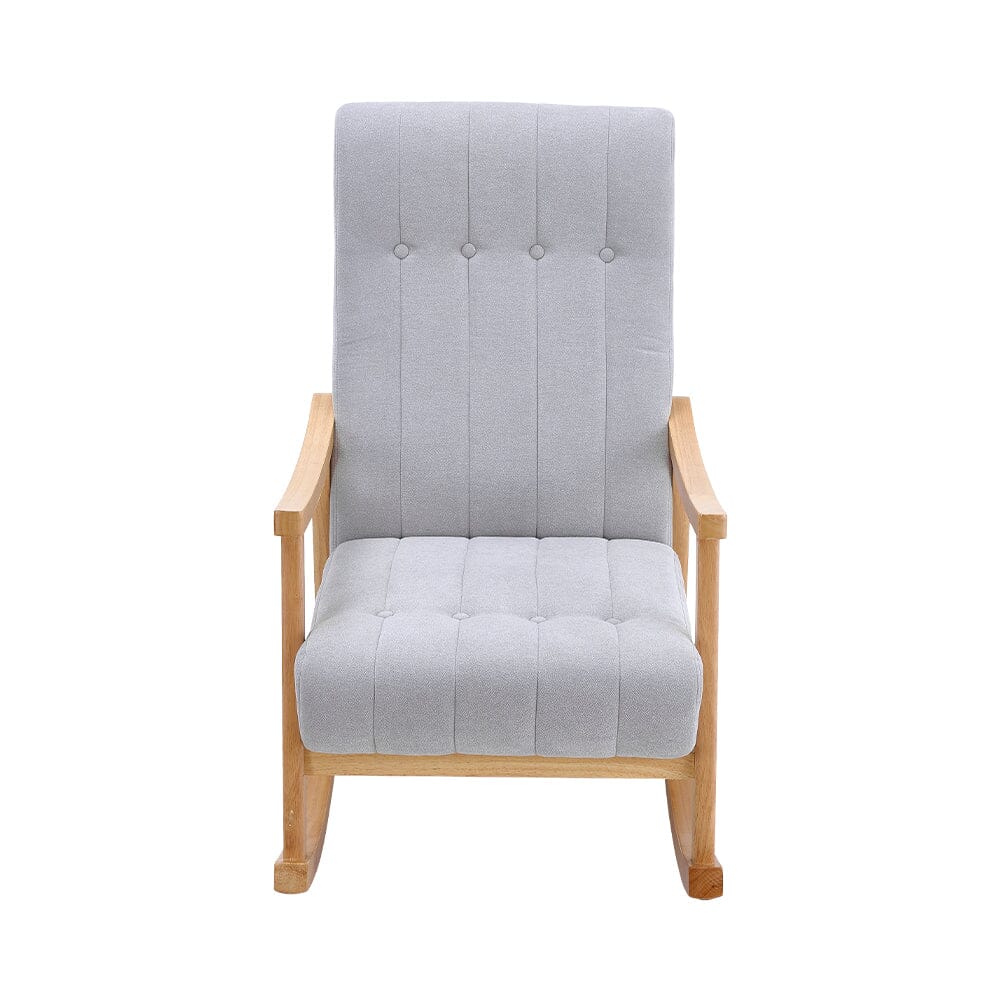 Solid Wood Rocking Chair with Velvet Upholstered Rocking Chairs Living and Home 