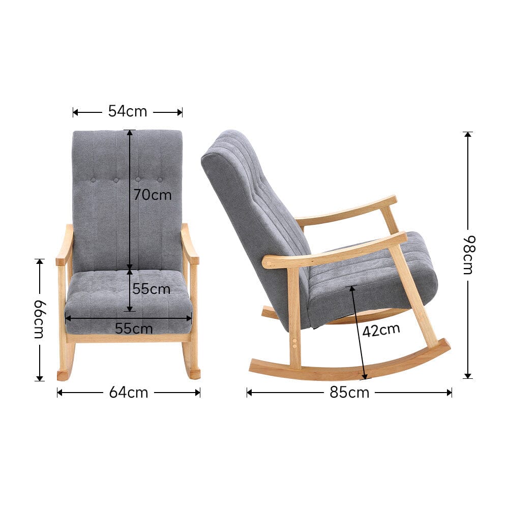 Solid Wood Rocking Chair with Velvet Upholstered Rocking Chairs Living and Home 