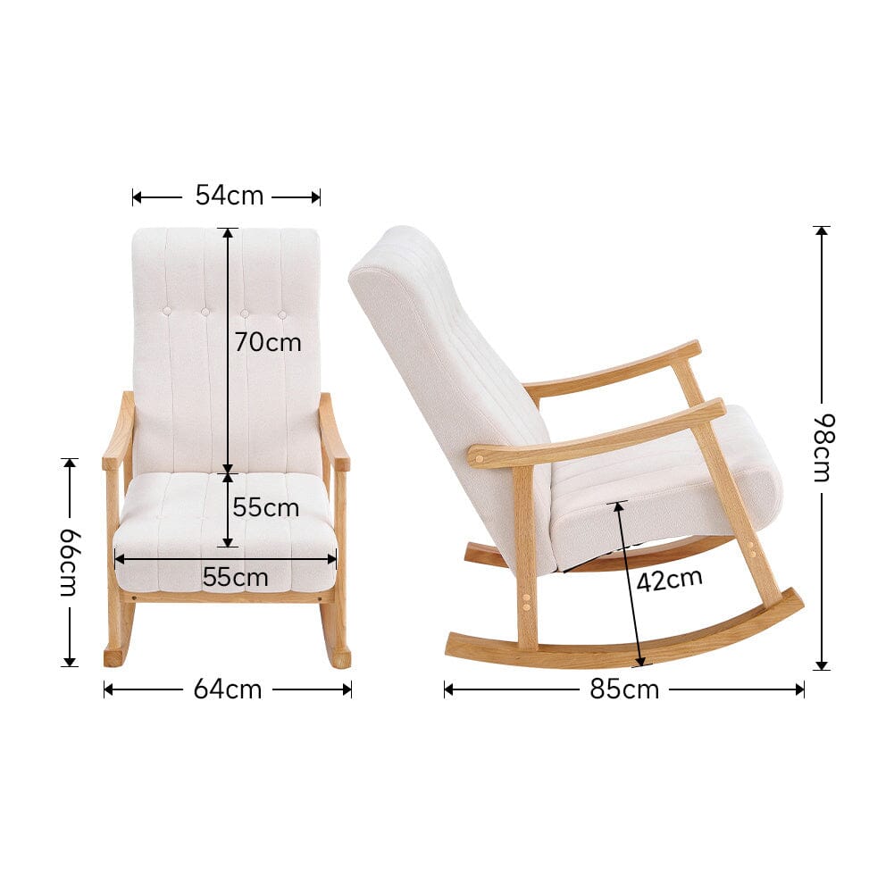Solid Wood Rocking Chair with Velvet Upholstered Rocking Chairs Living and Home 