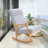 Solid Wood Rocking Chair with Velvet Upholstered Rocking Chairs Living and Home 