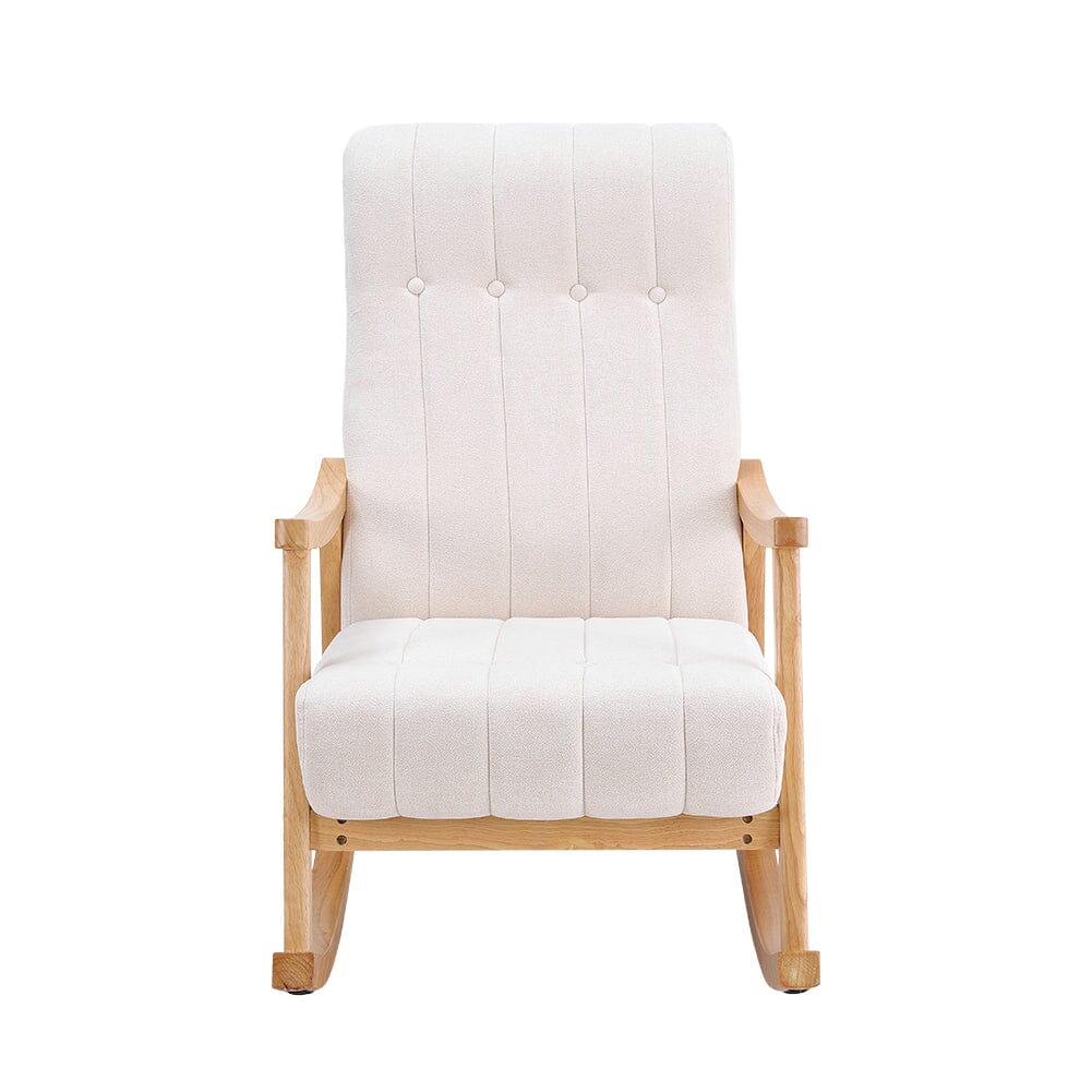 Solid Wood Rocking Chair with Velvet Upholstered Rocking Chairs Living and Home 