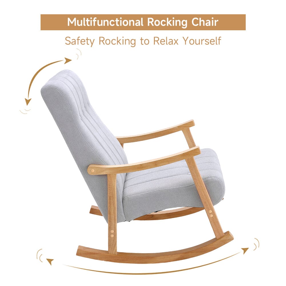 Solid Wood Rocking Chair with Velvet Upholstered Rocking Chairs Living and Home 