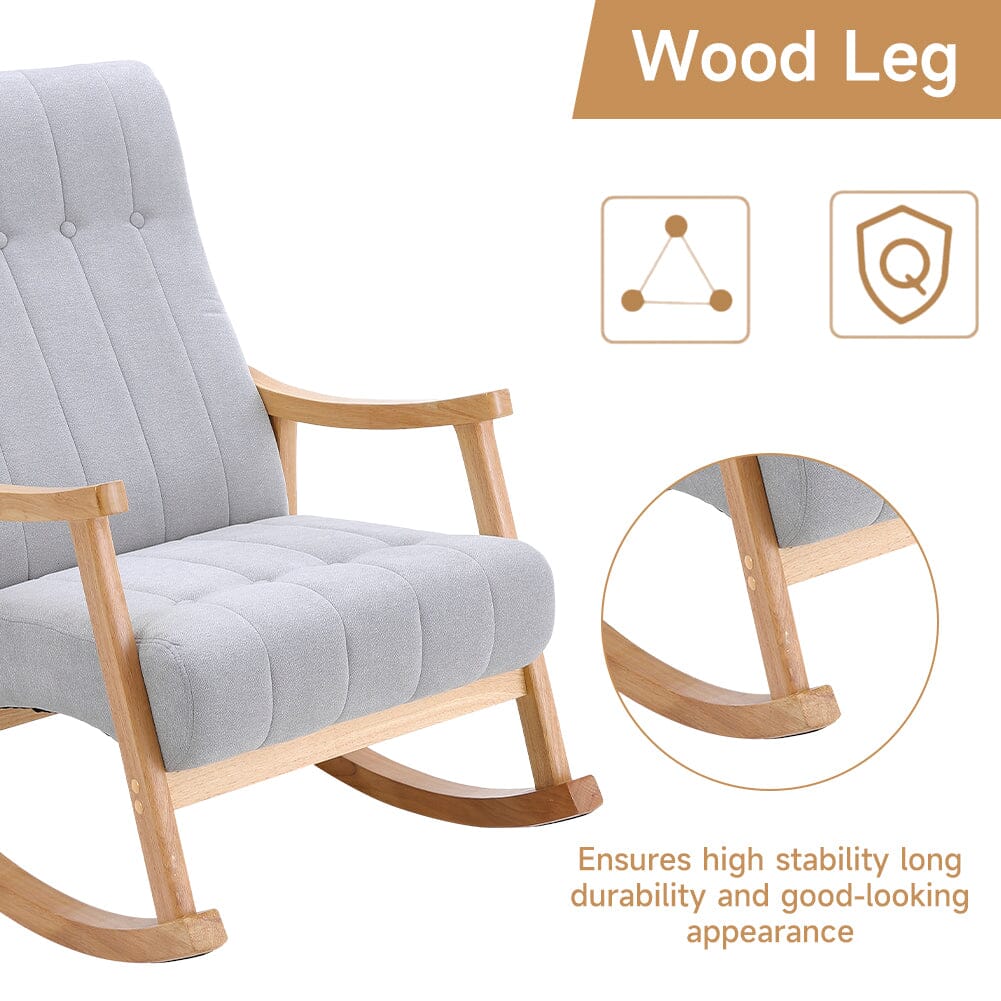 Solid Wood Rocking Chair with Velvet Upholstered Rocking Chairs Living and Home 