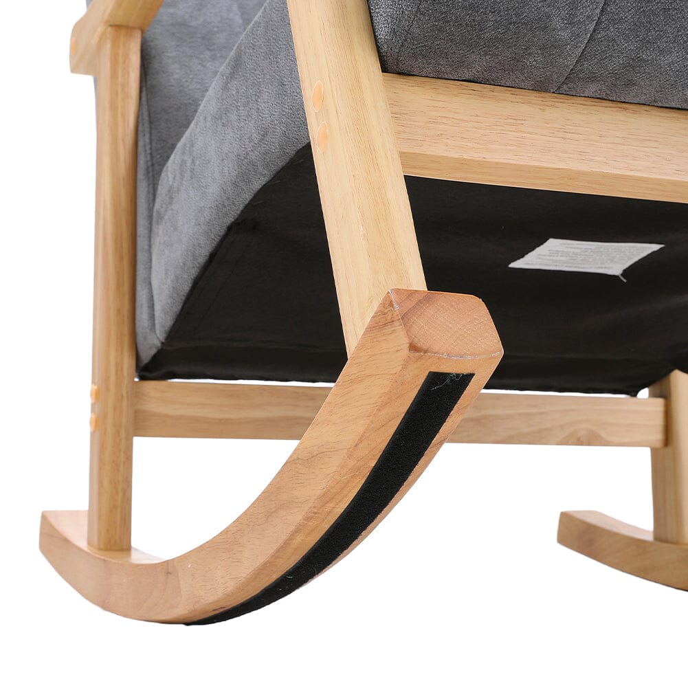 Solid Wood Rocking Chair with Velvet Upholstered Rocking Chairs Living and Home 