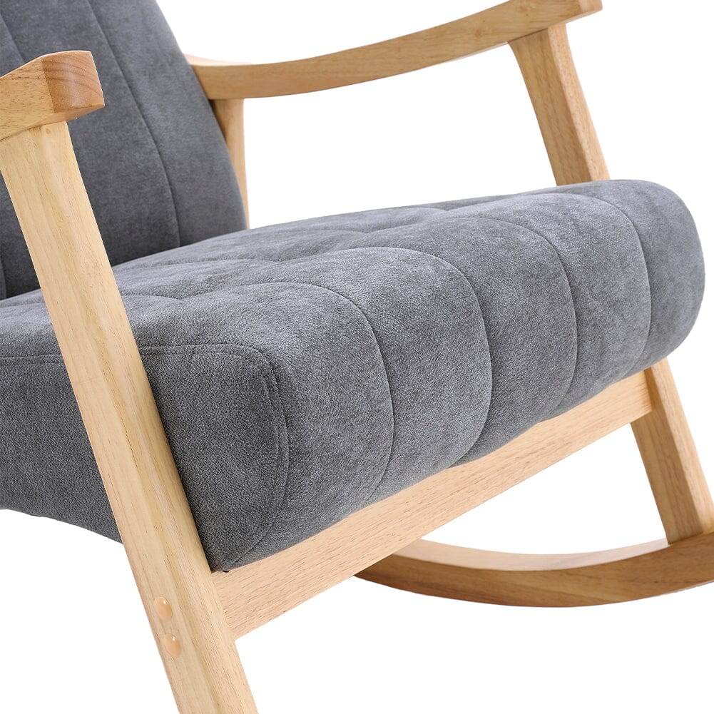 Solid Wood Rocking Chair with Velvet Upholstered Rocking Chairs Living and Home 
