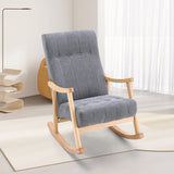 Solid Wood Rocking Chair with Velvet Upholstered Rocking Chairs Living and Home Light Grey 