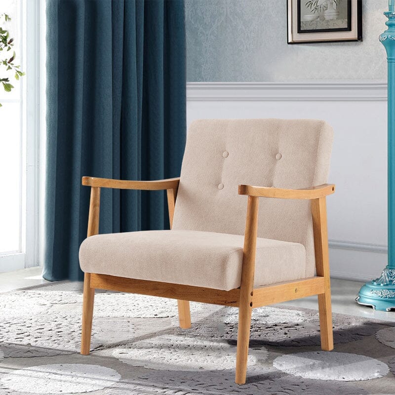 ‍Wooden Armchair Upholstered Occasional Chair (100% off) Living and Home 