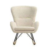 Modern Faux Wool Rocking Chair Upholstered Beige Rocking Chairs Living and Home 