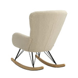 Modern Faux Wool Rocking Chair Upholstered Beige Rocking Chairs Living and Home 