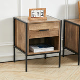 Storage Bedside Table 2 Shelves End Table Industrial Nightstand