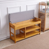 2-Tier Wood Shoe Storage Bench with Padded Seat Benches Living and Home 