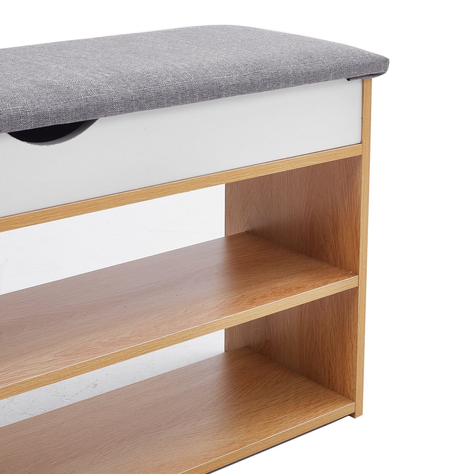 Shoe Storage Bench With Flip-Top Cushion & Open Shelves Hallway Organiser Living and Home 