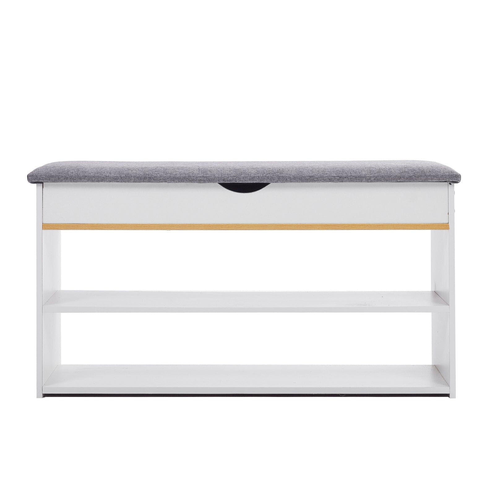 Shoe Storage Bench With Flip-Top Cushion & Open Shelves Hallway Organiser Living and Home 