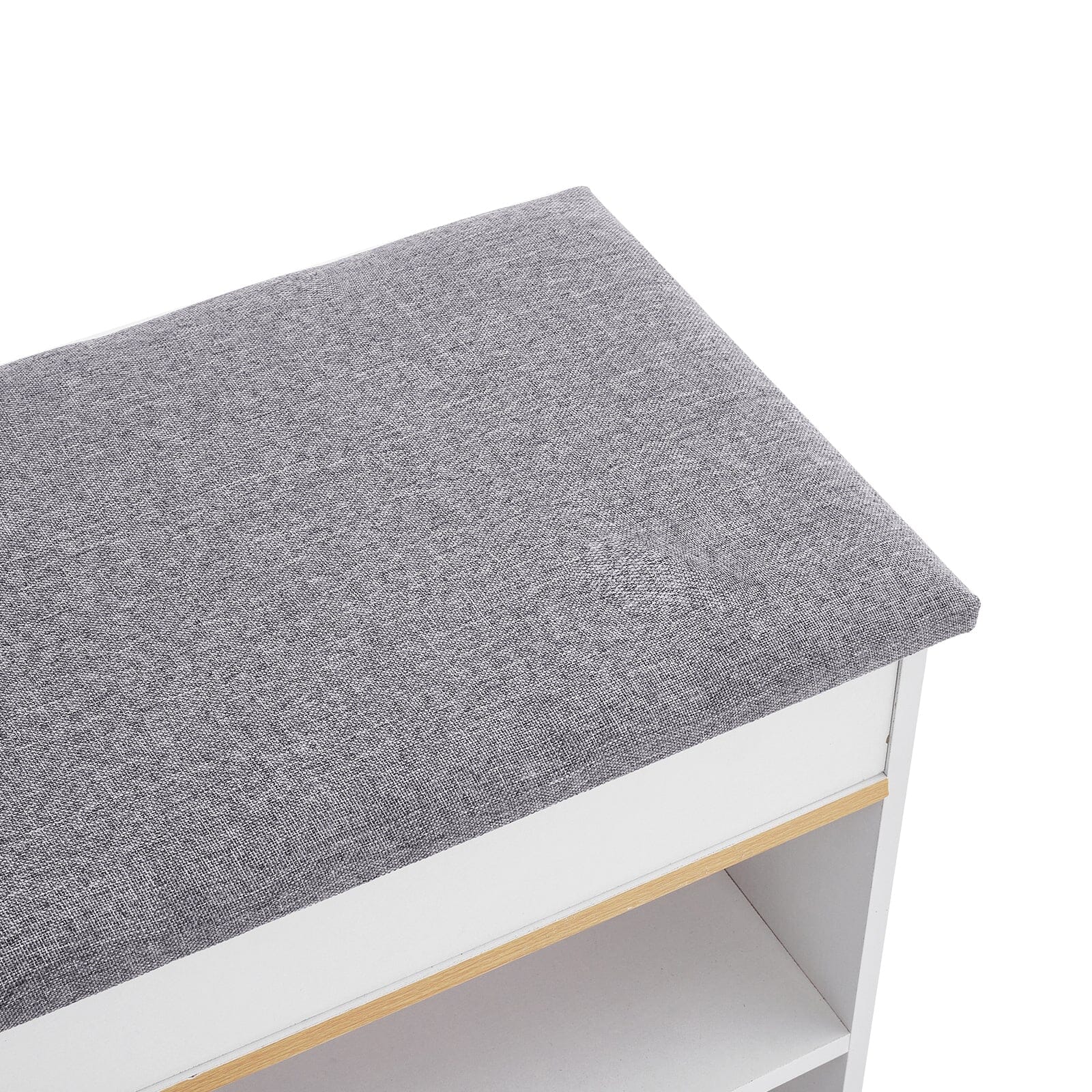 Shoe Storage Bench With Flip-Top Cushion & Open Shelves Hallway Organiser Living and Home 
