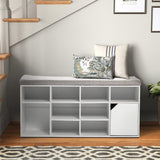 Comfortable Padded Shoe Storage Bench: Organize and Relax in Style Storage Footstools & Benches Living and Home White 