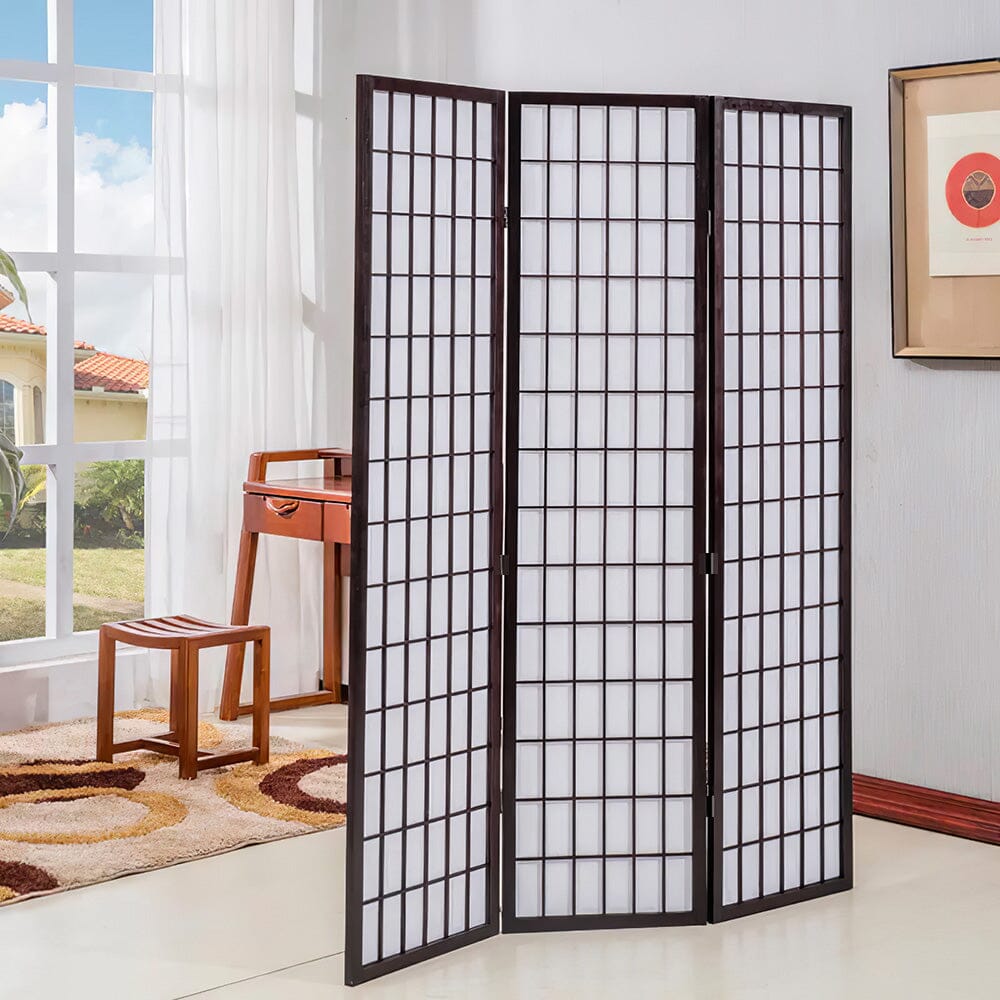 3/4 Panel Solid Wood Folding Room Divider Screen Stylish and Functiona